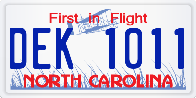 NC license plate DEK1011