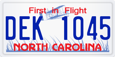 NC license plate DEK1045