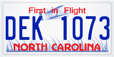 NC license plate DEK1073
