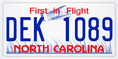 NC license plate DEK1089