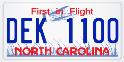 NC license plate DEK1100