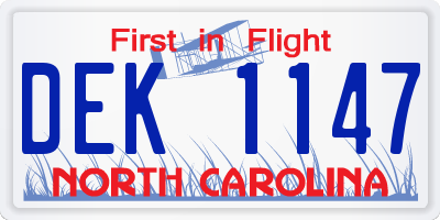 NC license plate DEK1147