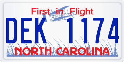 NC license plate DEK1174