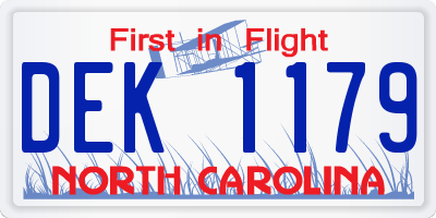 NC license plate DEK1179