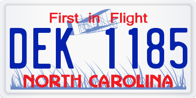 NC license plate DEK1185
