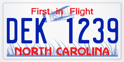 NC license plate DEK1239
