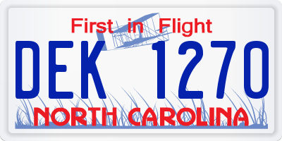 NC license plate DEK1270