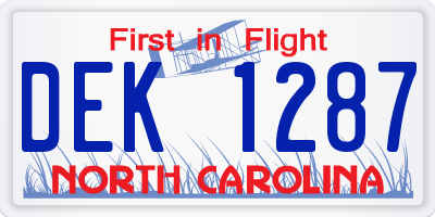 NC license plate DEK1287
