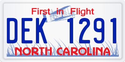 NC license plate DEK1291