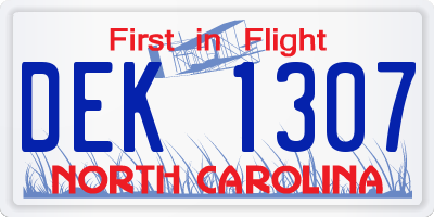 NC license plate DEK1307
