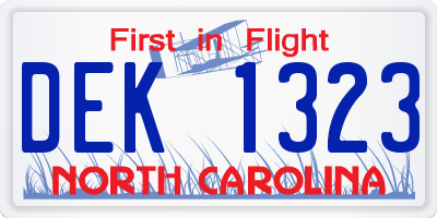 NC license plate DEK1323