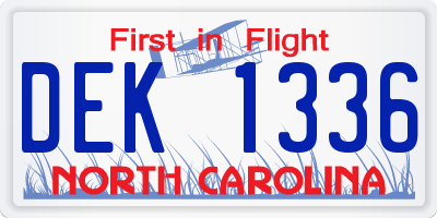 NC license plate DEK1336
