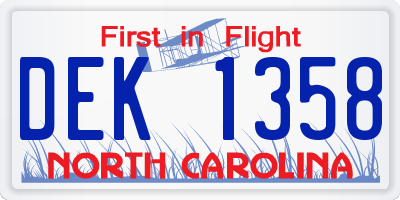 NC license plate DEK1358