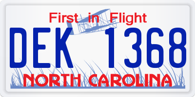 NC license plate DEK1368