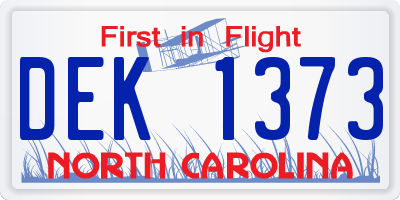 NC license plate DEK1373