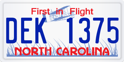 NC license plate DEK1375