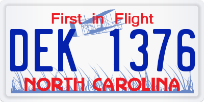 NC license plate DEK1376