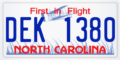 NC license plate DEK1380