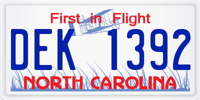 NC license plate DEK1392
