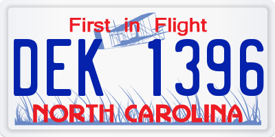 NC license plate DEK1396