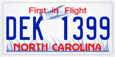 NC license plate DEK1399