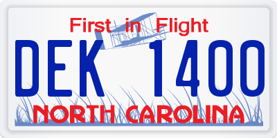 NC license plate DEK1400