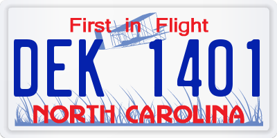 NC license plate DEK1401