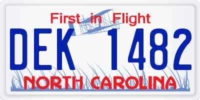 NC license plate DEK1482