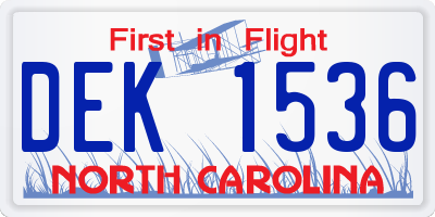 NC license plate DEK1536