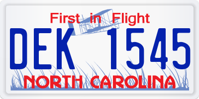 NC license plate DEK1545