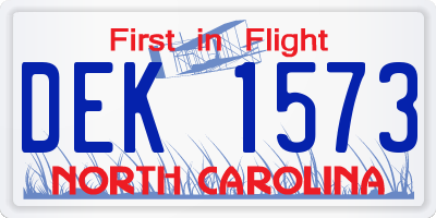 NC license plate DEK1573