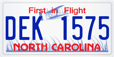 NC license plate DEK1575