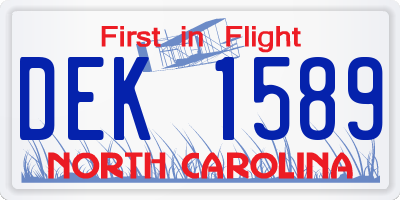 NC license plate DEK1589