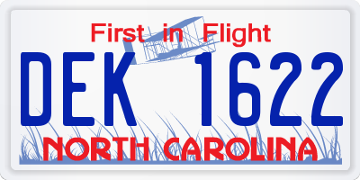 NC license plate DEK1622