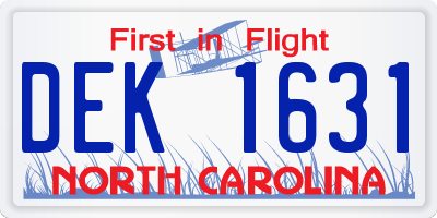 NC license plate DEK1631
