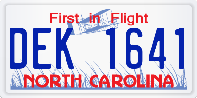 NC license plate DEK1641