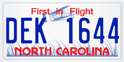 NC license plate DEK1644
