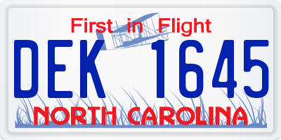 NC license plate DEK1645