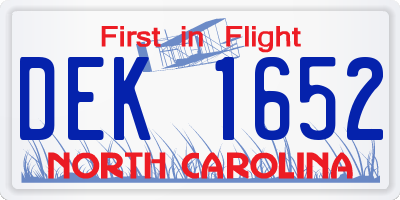 NC license plate DEK1652