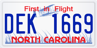 NC license plate DEK1669