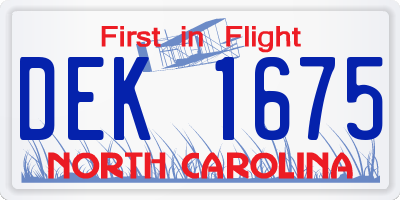 NC license plate DEK1675