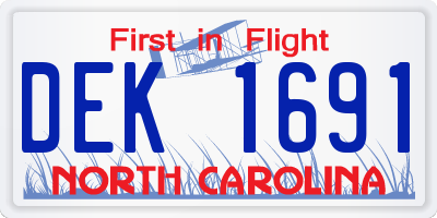 NC license plate DEK1691