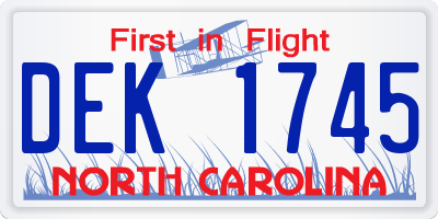 NC license plate DEK1745