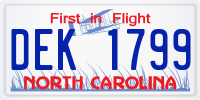 NC license plate DEK1799