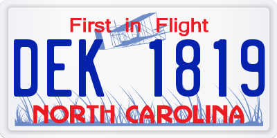 NC license plate DEK1819