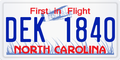 NC license plate DEK1840