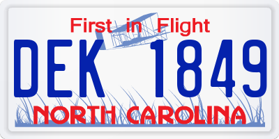 NC license plate DEK1849