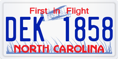 NC license plate DEK1858