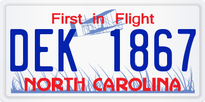 NC license plate DEK1867
