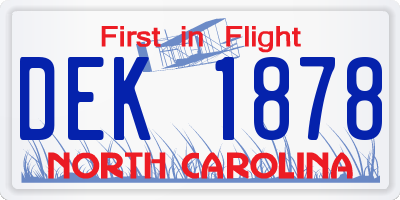 NC license plate DEK1878